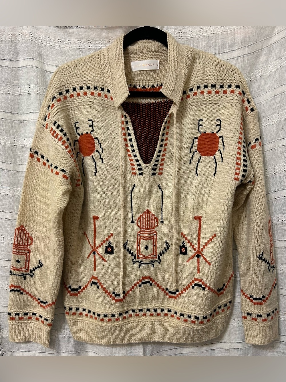 Vintage Wanna B split-neck polo sweater